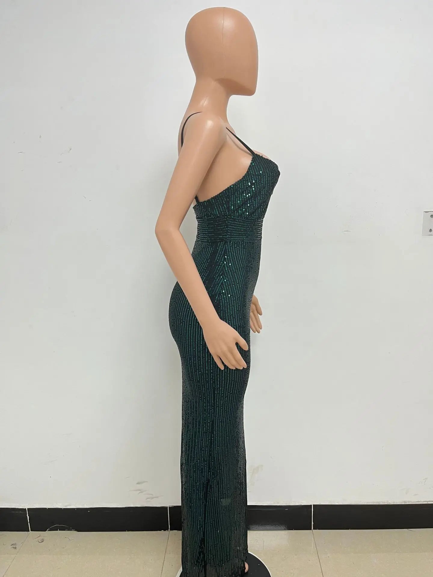 Womens Criss-Cross Sequin Elegant Evening Dress