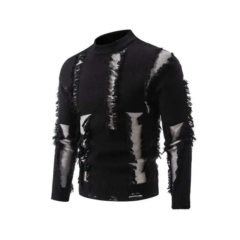 Men's Raw Edge Mock Neck Sweater