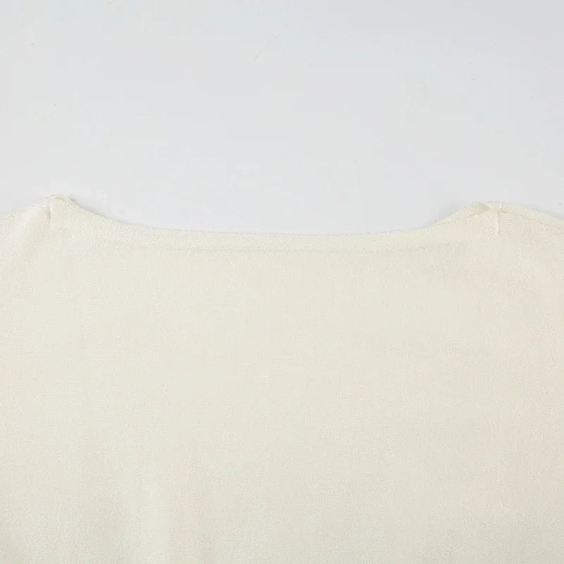 Off-Shoulder Long Sleeve Knitted Sweater