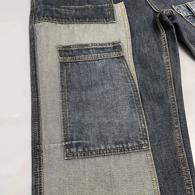 Patchwork Straight Leg Jeans