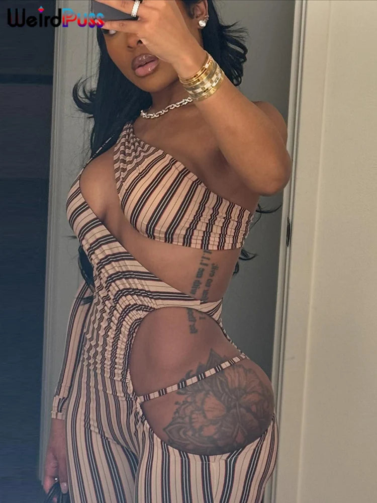 Sexy Hollow Ruched Full Sleeve  Jumpsuit