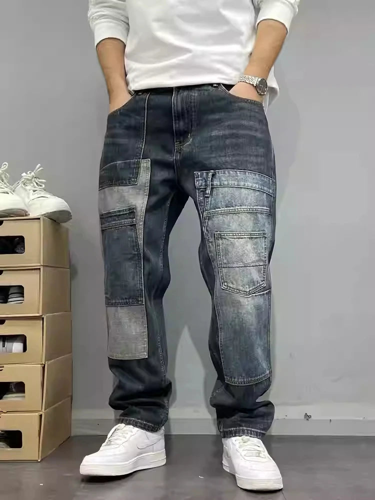 Patchwork Straight Leg Jeans