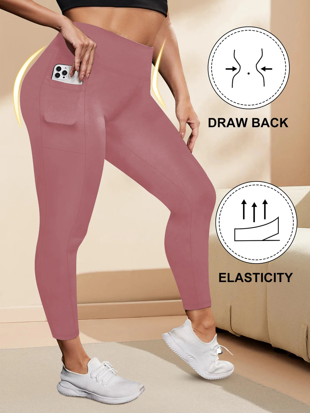 Women's High-Waisted  Butt-Lifting Leggings with Pockets Plus Size