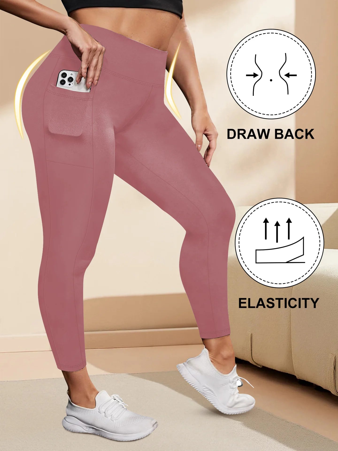 Women's High-Waisted  Butt-Lifting Leggings with Pockets Plus Size