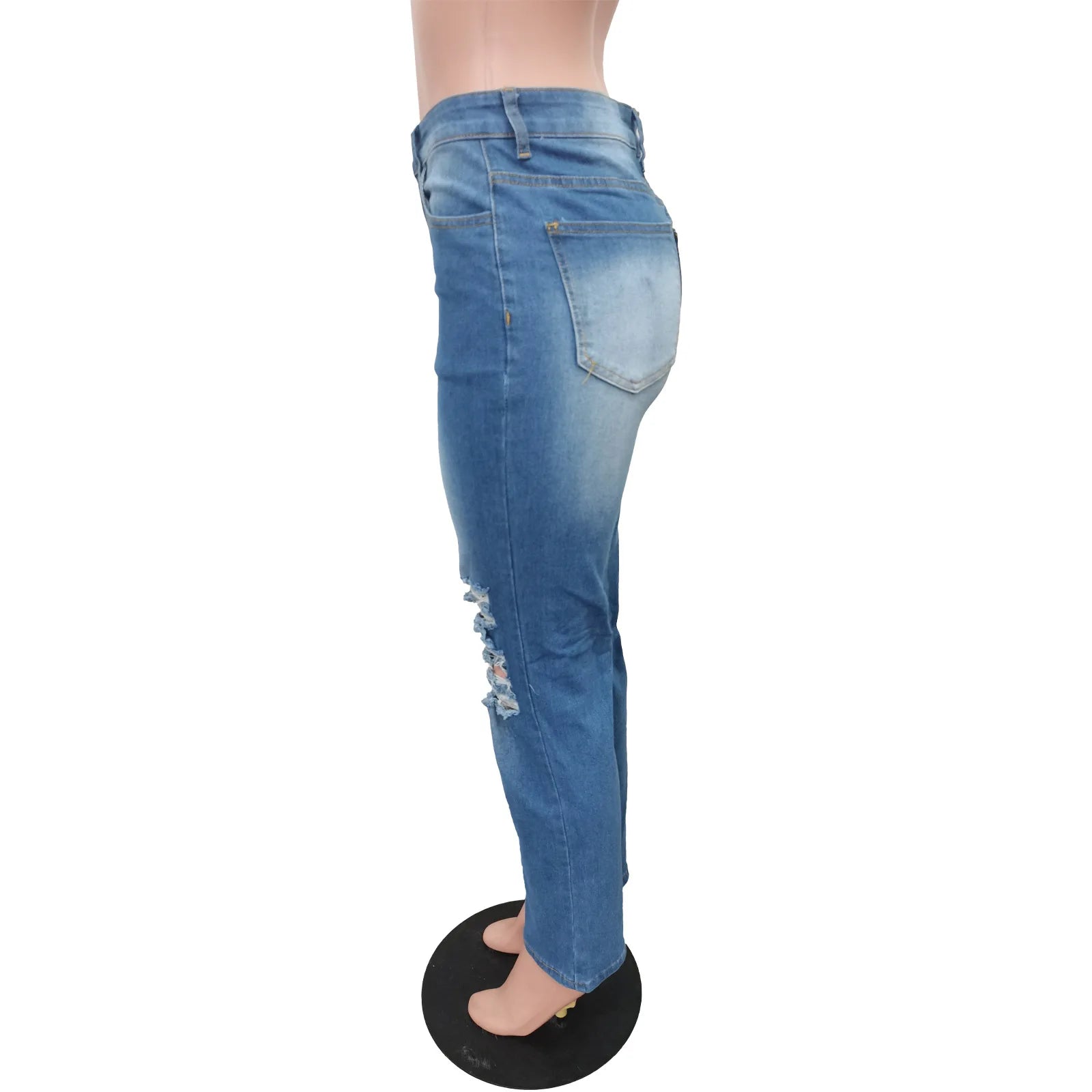 Women High Strecth Distressed  Vintage Ripped Jeans
