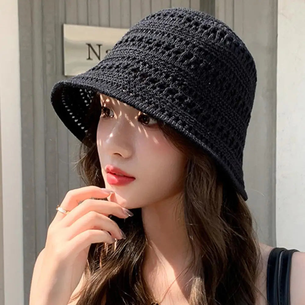 Hollow Knitted Bucket Hat