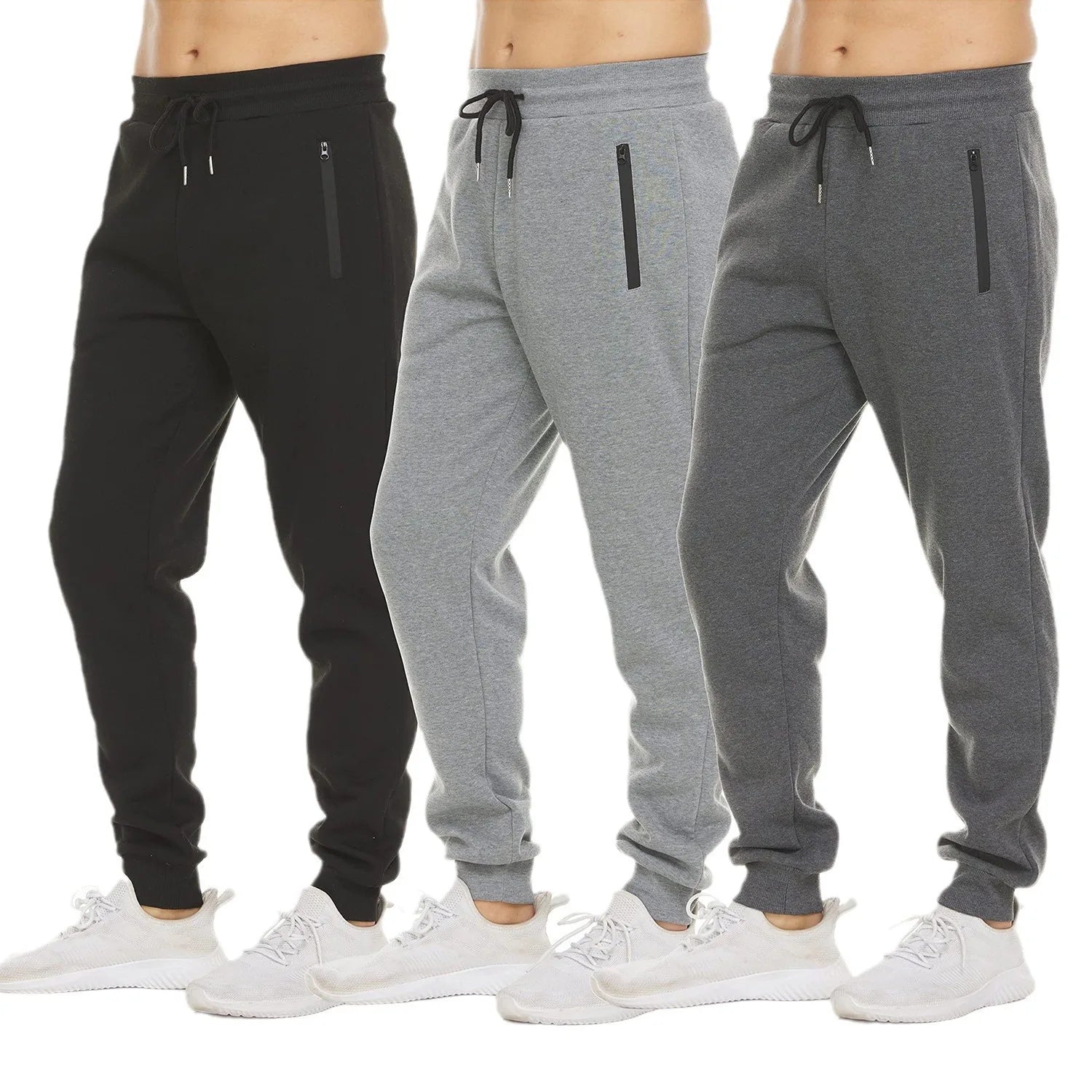 Men Drawstring Zipper Pockets Sweatpants
