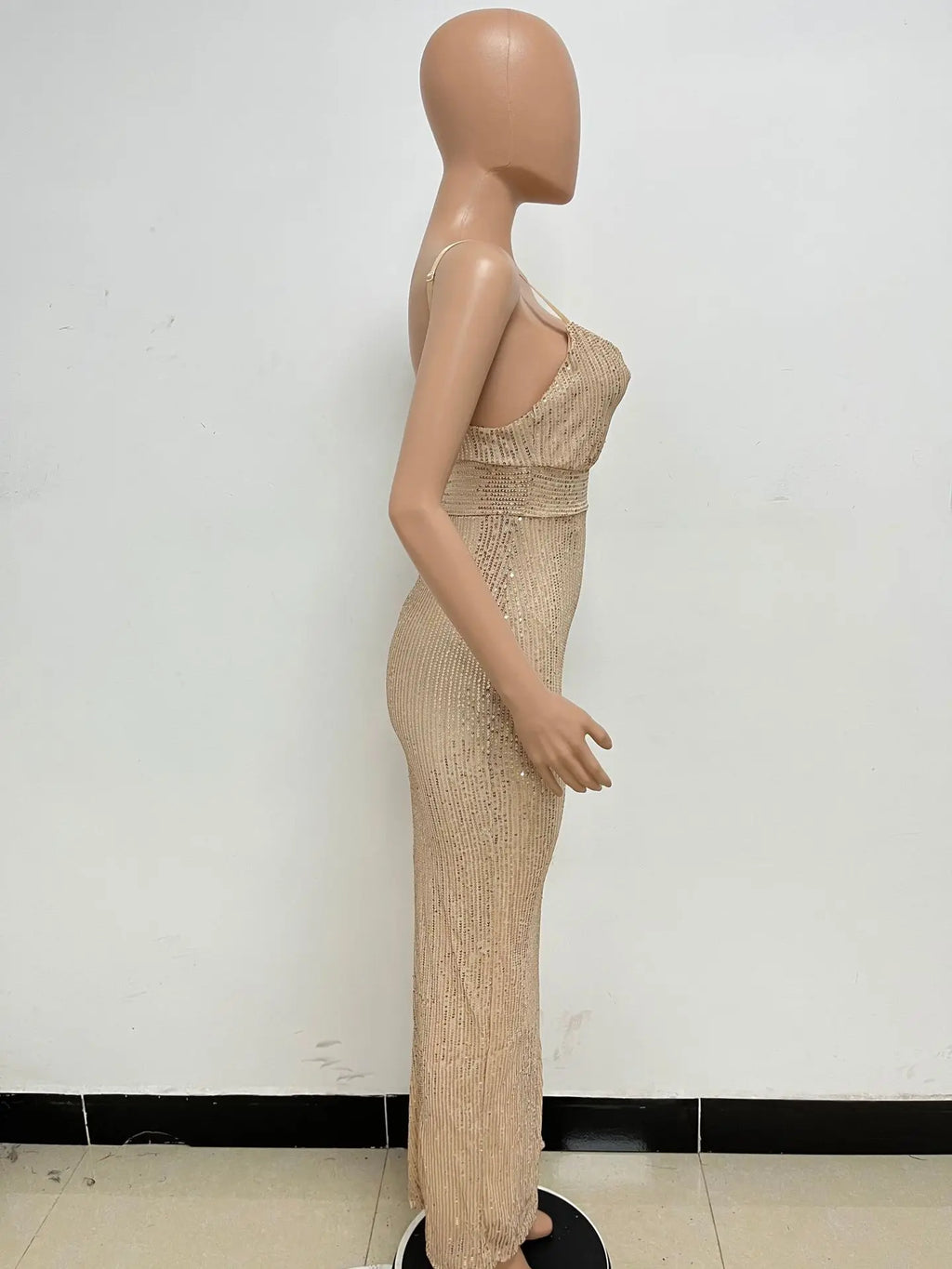 Womens Criss-Cross Sequin Elegant Evening Dress