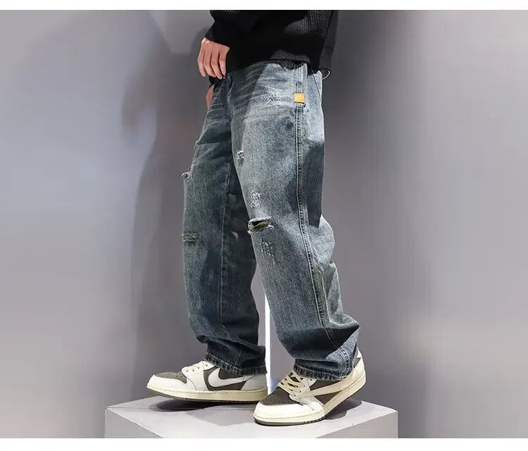 Men's Ripped Baggy Vintage Denim Pants