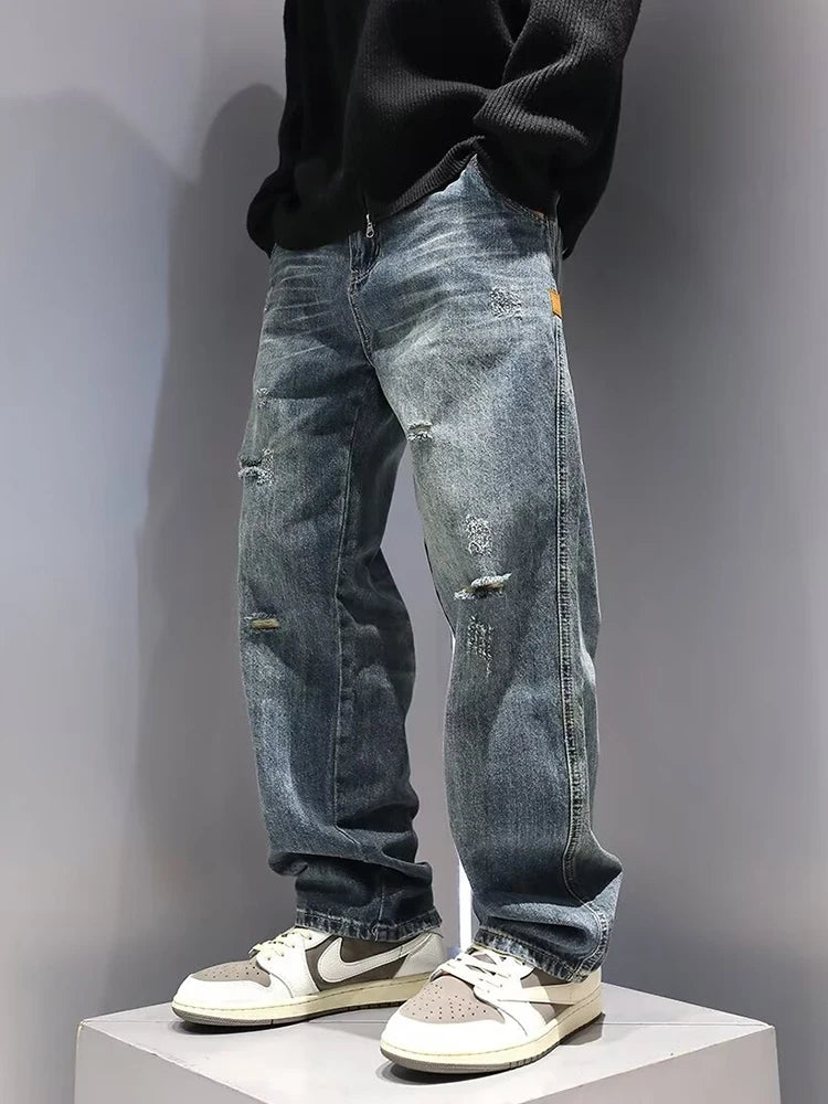 Men's Ripped Baggy Vintage Denim Pants