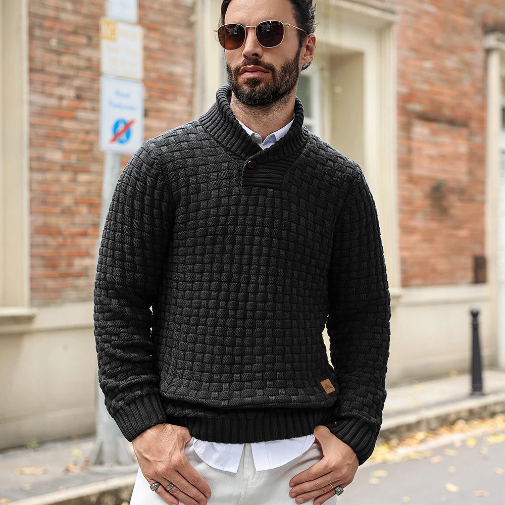 Men’s  Knitted Crew Neck  Long Sleeve Pullover