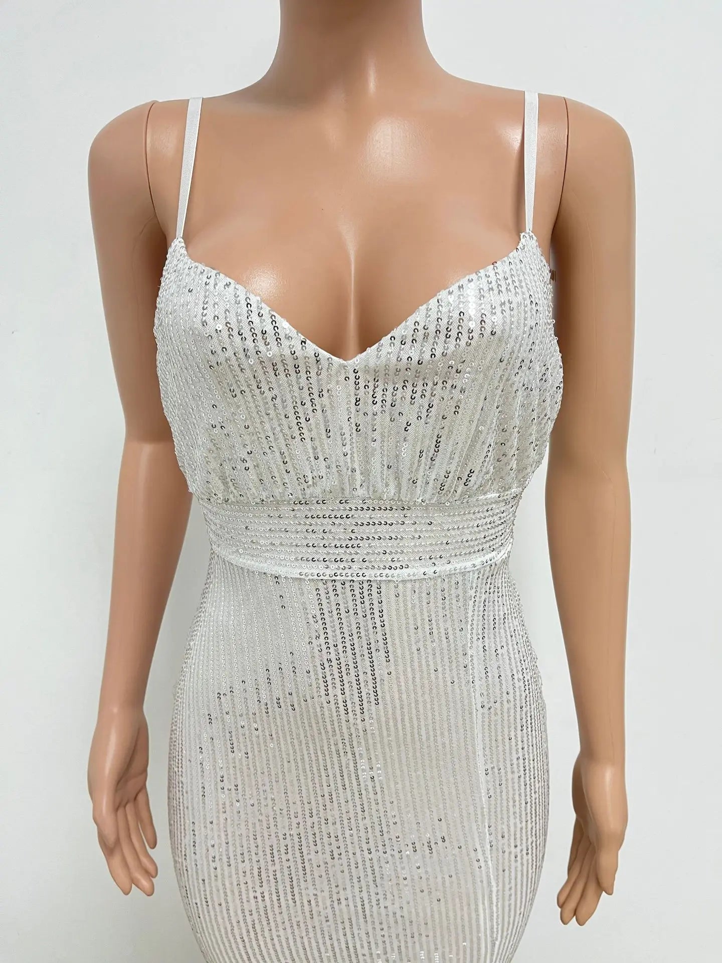 Womens Criss-Cross Sequin Elegant Evening Dress