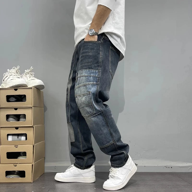 Patchwork Straight Leg Jeans