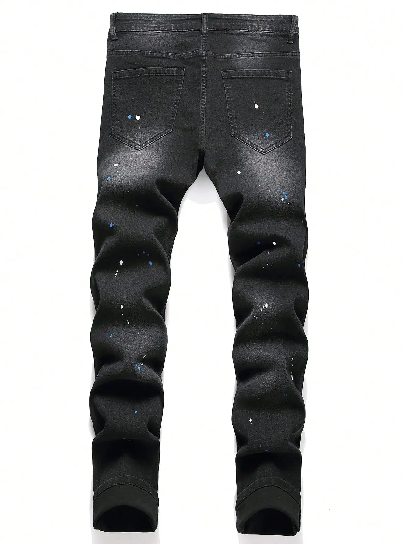 Men Ripped Patchwork Slim Fit Denim