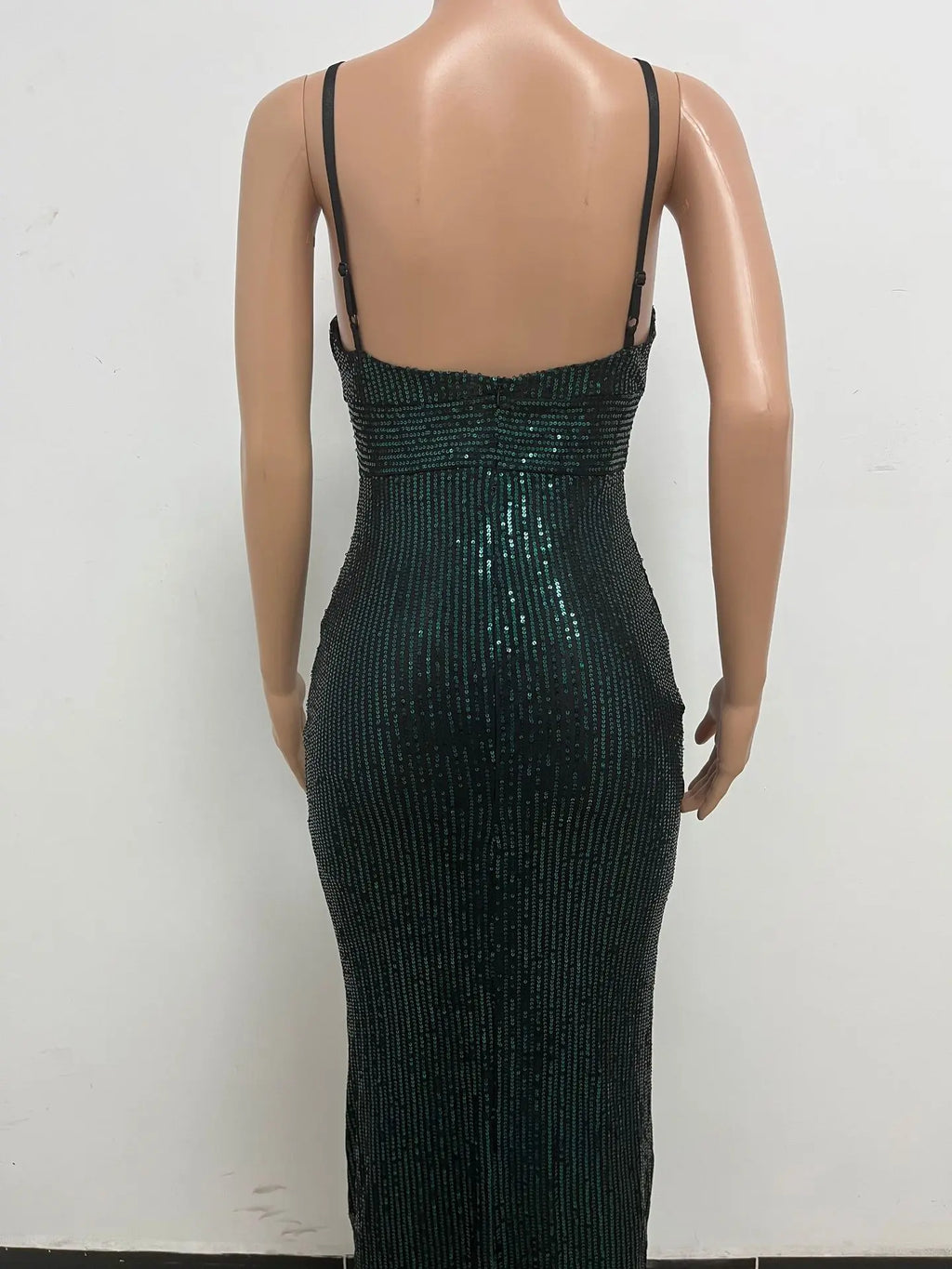 Womens Criss-Cross Sequin Elegant Evening Dress