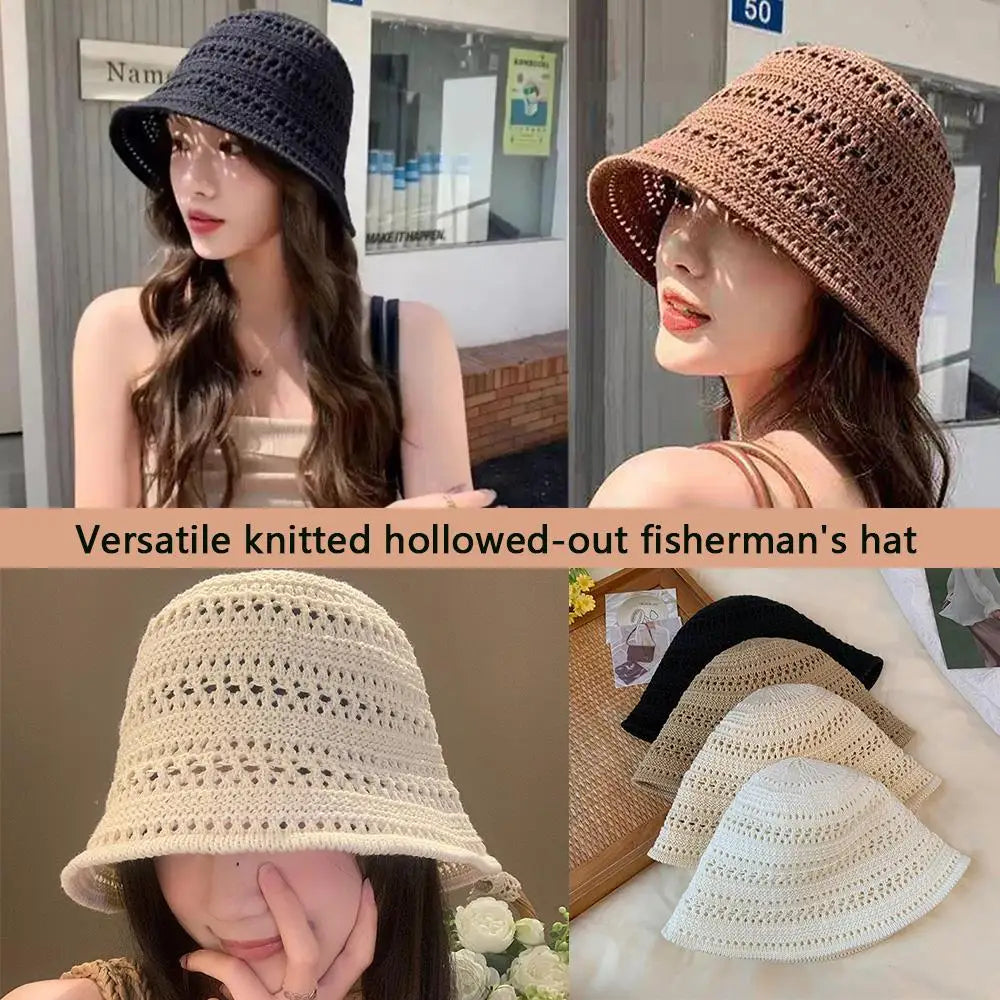 Hollow Knitted Bucket Hat