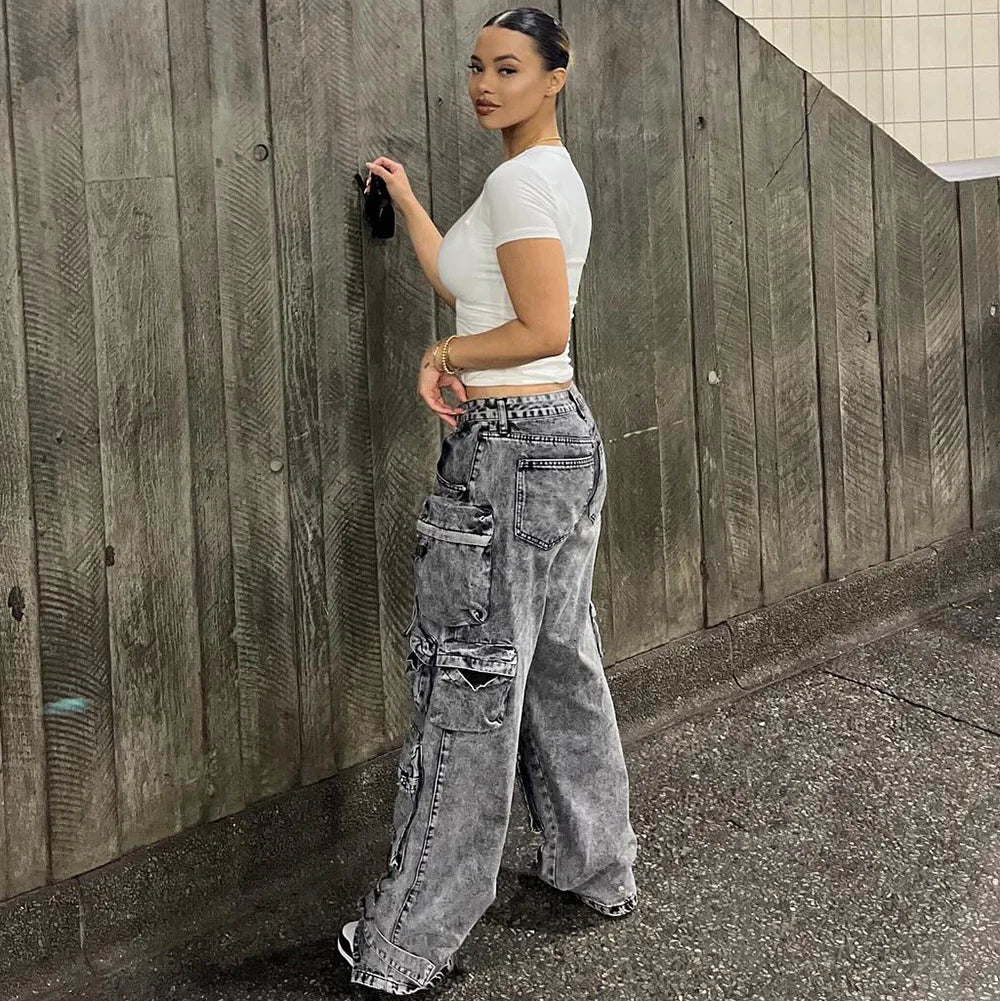 Women's Multi-Pocket Baggy Jeans