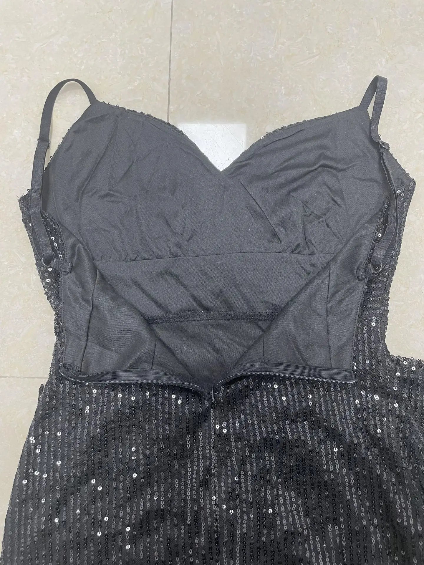 Womens Criss-Cross Sequin Elegant Evening Dress