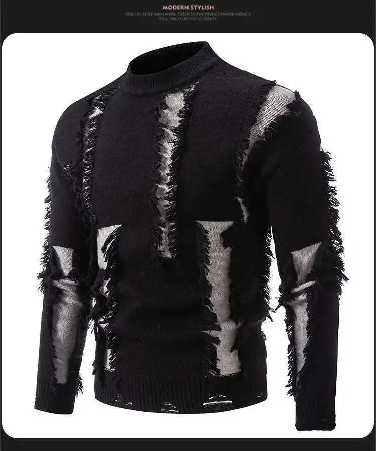 Men's Raw Edge Mock Neck Sweater